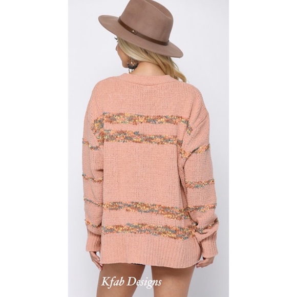 B6B💗Customer fave pink+multi-colored cardi w/golden threads!💗Stunner! - Picture 4 of 6